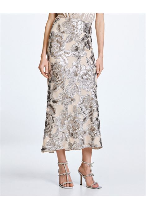 Gonna Midi con ricamo floreale di paillettes ACCESS fashion | 63-6027-203SILVER